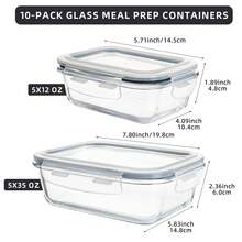 20 Pieces Glass Meal Prep Containers With Steam Vent, Food Storage Containers With Airtight Lids, For Home Kitchen Office Lunch Portion Control (10 Containers+10 Lids), Freezer And Refrigerator