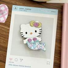 Sanrio Sanlio Summer Vacation Style Hello Kitty Mermaid Leather Hair Clip Colorful Side Hairpin Clip Premium Hairpin