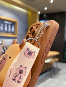 1个水豚造型斜挎卡包手机壳，可爱创意时尚手机壳，兼容 11 12 13 14 15 16 17 Pro Max（卡包采用柔软硅胶材质，效果可能因手机型号而异） - 深棕色 - 查看 5