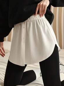 2 Stücke Damen Set mit langem Saum Unterhemd und Taillenskirt, geschichtet um die Hüften zu bedecken, kann mit Hoodies oder T-Shirts kombiniert werden, geeignet für Herbst, Halloween und andere Anlässe