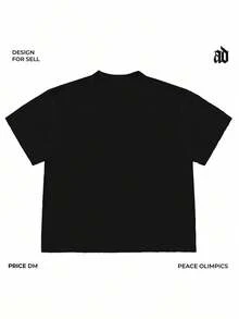 Y2K Fashion Graphic Print, Unisex High Quality 100% Cotton Casual  Street T-Shirt.Comfortable, Versatile, Soft And Breathable Short Sleeve Summer Tops. - Black - View 3