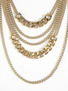 1 Set Exaggerated Multi-Layer European And American Fashion Punk Hip-Hop Necklace, Thick Chain Necklace/Sweater Chain, Suitable For Daily Wear