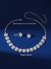 Ensemble de bijoux de luxe et à la mode pour femmes, collier et boucles d'oreilles ornés de strass, parfait pour les mariées, les fêtes et le port quotidien