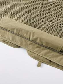 1 件男士卡其色户外徒步露营钓鱼防风防水防刮多口袋拉链背心，秋季 - 卡其色 - 查看 6