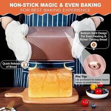 2 Pack Pullman Loaf Pan With Lid, 1 Lb/0.5 Lb Dough Capacity, Premium Non-Stick Sandwich Bread Loaf Pan With Lid, Carbon Steel Corrugated Bread Toast Box Mold With Cover For Baking - 1 - 查看 4