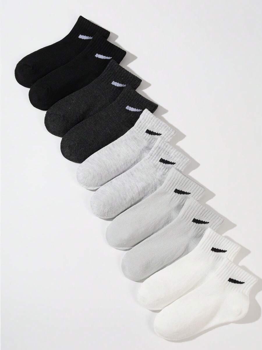 10pairs/Set Teenager Sporty Long Tube Socks Crew Socks - Multicolor - View 1