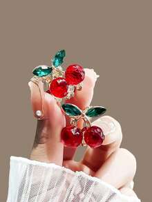 1/2/4/8pcs Red Cherry Pattern Cute Mini Hair Clips, Small Hair Claws, Delicate Hair Accessories, Mini Bangs Clips, Party Favors, Suitable For Daily Wear - Multicolor - View 3