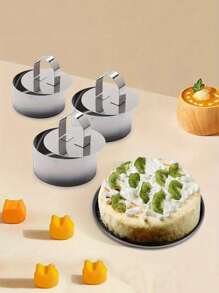 1/2/3pcs Cake Mousse Mold, Cake Ring----3.15Inch Stainless Steel Cake Mold Rings With Pushers, Mousse Cake Ring, Tart Rings, Pancake Molds, Baking Tools, Kitchen Gadgets