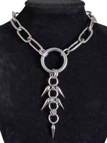 1pc Fashionable Creative Star Cone Geometric Pendant Necklace, Minimalist Gold/Silver Unisex Necklace Suitable For Party, Gathering, Outing, Performance, Music Festival, Daily Outfit Matching