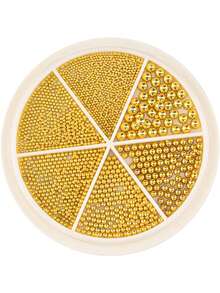 6 合 1 混合金属珠套装，用于美甲装饰，金色银白色美甲金属迷你珠，指甲鱼子酱珠 0.8-1.5 毫米 3D 设计珠宝，适用于指甲 DIY 装饰配件 6 种尺寸 - 彩色 - 查看 8