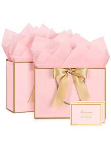 10pcs/20pcs/ Pink Gift Bags With Carrying Handle, 11 Inch Medium Gift Bags, Suitable For Birthday Party, Girlfriends Party Gift Wrapping Or Wedding Gender Reveal Valentine's Day Use.