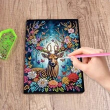 1 Conjunto Kit de Pintura de Diamante DIY - Caderno de Couro Falso Preto, Material Artesanal para Casa, Escritório e Escola, Presente Perfeito para Volta às Aulas ou Acessório de Mesa Criativo, Presente Ideal para Artesãos | Artesanato Feito à Mão Exclusivo