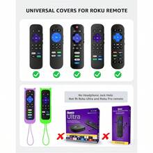 2Pack ONEBOM Cover For Roku Remote With Cat Ears Design Silicone Skin Case Fit With Hisense  Roku TV Steaming Stick Express Universal Replacement Controller. Glow In The Dark Green Purple - Xanh lá cây rực rỡ & Tím rực rỡ - Xem 2