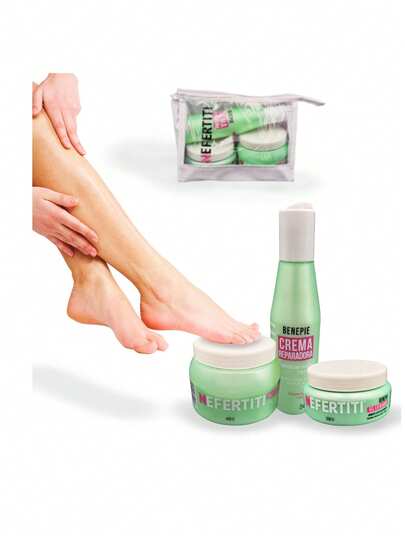 Kit Cuidado de Pies Con Sales Refrescantes, Gel Exfoliante y Crema Reparadora Para Pies Secos, Agrietados y Cansados Con Efecto Relajante
