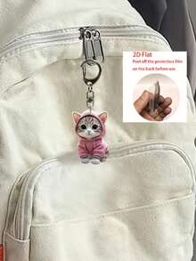 1个/2个可爱卡通猫咪亚克力钥匙扣，萌猫配饰，时尚背包挂件，手提包挂饰，钱包装饰，情侣包包配饰钥匙扣，防水带龙虾扣，送给家人朋友的理想礼物，生日和特殊场合的完美之选，返校礼物 - 彩色 - 查看 4