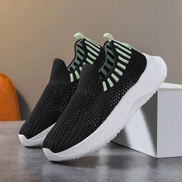 Women's Black Breathable Mesh Sports Shoes, Non-Slip, Lightweight EVA Soft Sole, Fashionable Casual Running Shoes, Spring/Summer Special Price