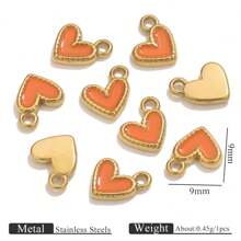 1/5 Stück 304 Edelstahl 18k Vergoldete Emaille-Öltropfen Herz Anhänger, Edelstahl-Charms für Damen, zum Selbermachen von Armbändern, Halsketten und DIY-Schmuckzubehör-Anhängern