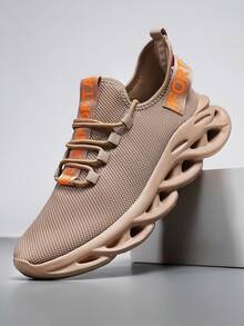 ​Men's Light Taupe Wave Sole Sneakers - COMFORT Verified All-Day Wear, Slip-Resistant Mesh Shoes For Men - 棕色 - 查看 1
