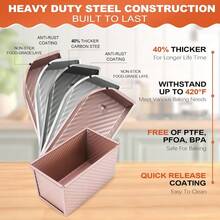 2 Pack Pullman Loaf Pan With Lid, 1 Lb/0.5 Lb Dough Capacity, Premium Non-Stick Sandwich Bread Loaf Pan With Lid, Carbon Steel Corrugated Bread Toast Box Mold With Cover For Baking - 1 - 查看 3