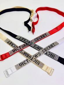 性感闪亮多色水钻可拆卸肩带，女士胸罩装饰，高弹性，黑色/白色/红色/杏色，适合狂欢 - 彩色 - 查看 6