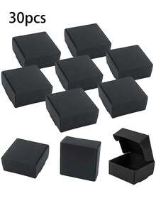 10/30pcs Mini Gift Boxes Black Kraft Paper Box Packaging Paper Box Gift Box Suitable For Holiday Party Gifts, Small Gift Boxes Suitable For Weddings, Birthdays, Christmas, Valentine's Day, Mother's Day, Bachelorette Parties, Party Supplies, Party Decorations - Black - View 12