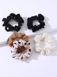 5 stuks Kids & Teens Chic Leopard Print Maillard Color Hair Scrunchies Set, Cross-Border Populaire Elastische Haarelastiekjes, Cadeaus Voor Vrienden
