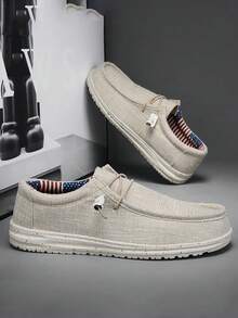 男士休闲亚麻透气一脚蹬鞋，舒适轻便百搭乐福鞋，复古时尚秋季 - 彩色 - 查看 7