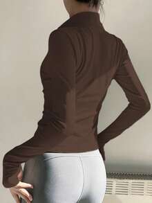 女士专业无缝拉链夹克，紧身运动服，适合跑步、健身、瑜伽