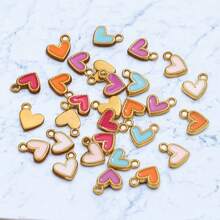 1/5 Stück 304 Edelstahl 18k Vergoldete Emaille-Öltropfen Herz Anhänger, Edelstahl-Charms für Damen, zum Selbermachen von Armbändern, Halsketten und DIY-Schmuckzubehör-Anhängern