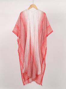 1 件女士新款渐变扎染无袖沙滩罩泳衣开衫披肩波西米亚时尚宽松休闲度假防晒和服适合夏季家庭节日礼物 - A - 查看 19