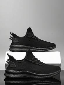 Men's Low-Top Breathable, Lightweight, Non-Slip, Wear-Resistant, Outdoor, Four Seasons Fashion All-Match Men's Shoes Running Shoes Sports Shoes - 黑色 - 查看 1