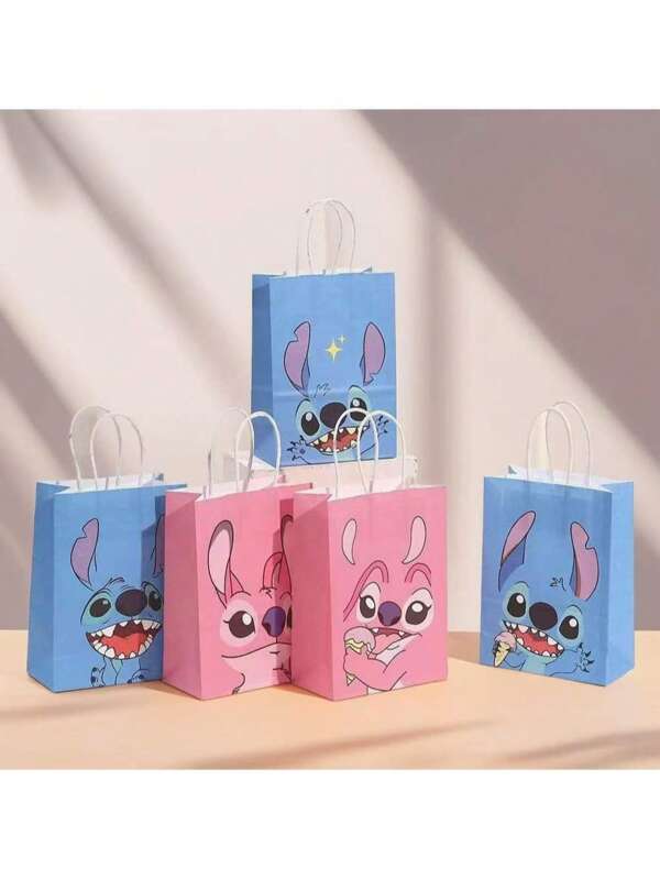 Disney Disney Cartoon Stitch Kraft Paper Bag Printed Gift Handbag Shopping Mall Packaging Bag Birthday Gift Bag
