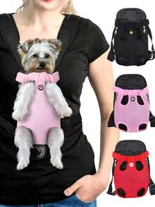 1 Piece New Pet Double Shoulder Backpack, Cute Cartoon Pattern, Suitable For Cats And Small/Medium Dogs Outdoor Use, Portable Breathable Mesh Bag, Pet Carrier Backpack Cat Carrier Cat Backpack Bike Trailer - Multicolor - View 4