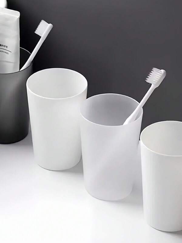 2 piezas Vaso de enjuague bucal de plástico de unicolor simple - 1 pieza Vaso minimalista para el baño para uso doméstico, accesorios de baño, decoración del hogar, almacenamiento de muebles
