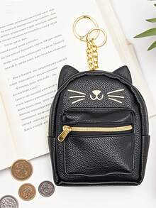 1pc Fashionable Zipper Small Wallet PU Material Mini Pouch Suitable For Keys Cards Coins Back To School Season Supplies For Women Wallet Purse Wallet Mini Wallet