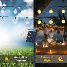 100LED Solar Outdoor Fairy Lights 39Ft Crystal Ball String Lights, 8 Lighting Modes Auto On/Off For Garden Patio Yard Wedding Party Holiday Decorations - 暖白色 - 查看 3