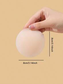 2pcs Premium Packaging Reusable Silicone Nipple Cover Boob Pads, Non-Adhesive Washable Nipple Pasties Women, Suitable Wedding Dress, Backless Dress, Photography, Evening Gown, Party Accessories 5INF - Màu be - Xem 3