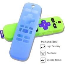 [2 Pack] Remote Cover Glow In The Dark Compatible With Roku Voice Remote Pinowu Anti Slip Silicone Cover Compatible With Roku Players And Roku TVS Voice Remote (Green And Blue) - GreenGlowandBlueGlow - View 8