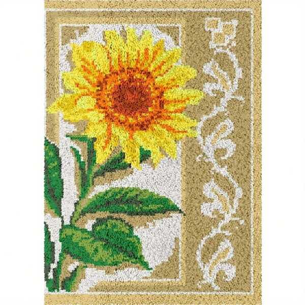 Latch Hook Kits For And Adults DIY Rug Crafts Arts Carpet For Home Decoration Festival Gifts, 20.47in*14.96in 52cmx38cm Sunflower