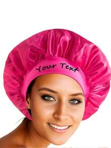 定制缎面光滑睡眠帽，可定制名称或徽标，配有宽松松紧带，女士夜间发帽，适合所有发质