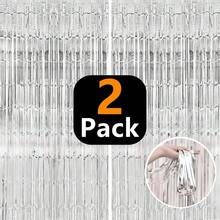 4 Packs Foil Curtain Backdrop Silver Metallic Tinsel Foil Fringe Curtains Photo Booth Props For Birthday Wedding Engagement Baby Shower Bachelorette Christmas Holiday Celebration Party Decorations - Light Blue - View 9