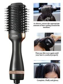 CRASTS Hair Dryer Brush, 3-Speed Temperature And Airflow Settings, Volumizing, Straight & Wavy Styling, 2-In-1 Blow Dryer And Brush