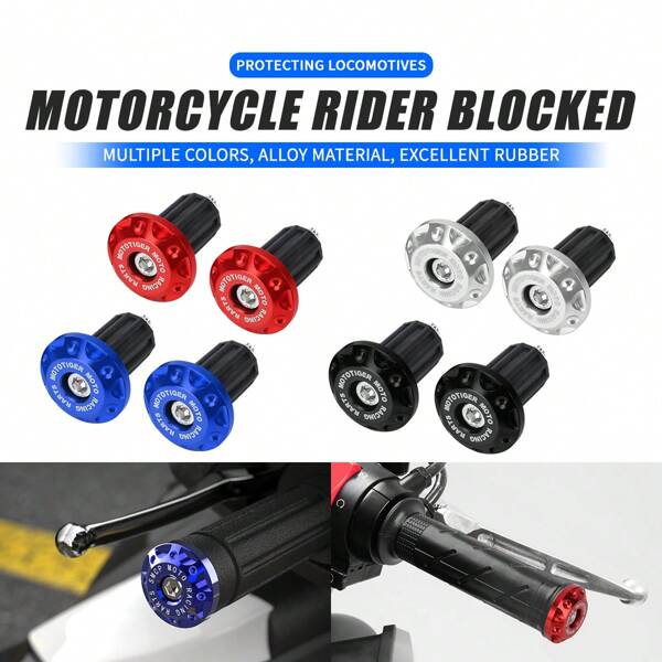 Set de 2 tapones para manubrio de motocicleta rojo/azul/plateado/negro, hechos de aleación de aluminio de alta calidad, resistentes, duraderos, anti-caída y anti-rayones, tapones universales para manubrio de motocicleta