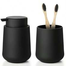 2 Piezas Juego de Accesorios de Baño que Incluye Dispensador de Jabón, Espumador, Soporte para Cepillo de Dientes, Vaso, Herramientas Prácticas de Baño, Accesorios de Baño