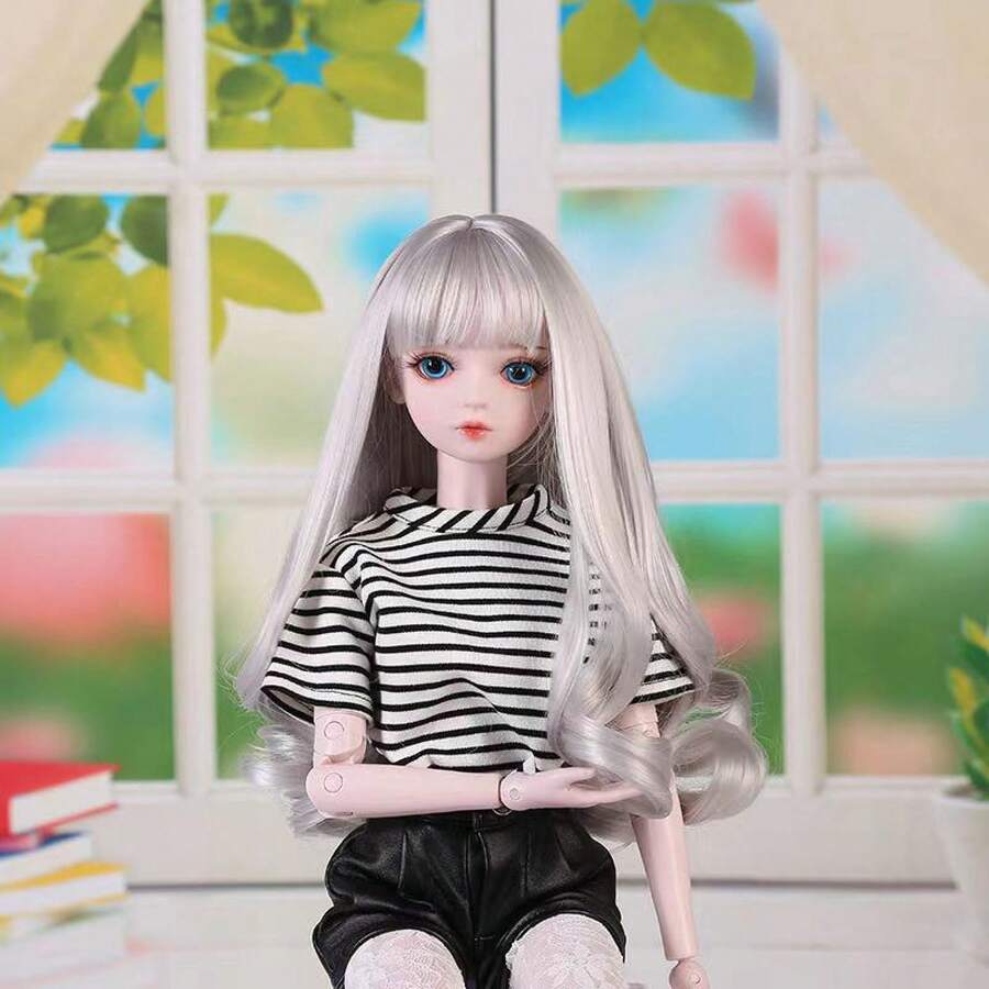 Men Cosplay Wigs - Flequillo gris plateado de 3 puntos para cabello rizado - Ver 1