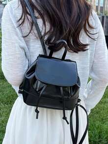 女士简约设计水桶背包，流行款式，2025年新款 - 黑色 - 查看 11