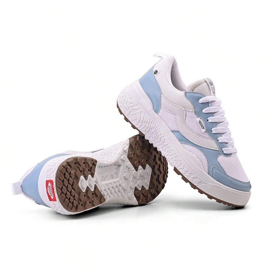 Akion Old School Casual Skater Sneakers Black With White Pattern For Gym Walking Running Training Outings - 白配藍2849 - 查看 1