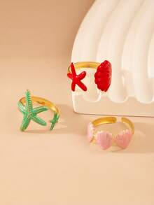 夏日海滩度假多巴胺与海洋主题戒指套装