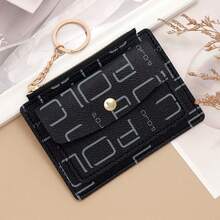 Letter Print Thin Card Holder, Portable Small Card Wallet, Coin Purse, Key Ring Card Sleeve - Multicolor - View 9