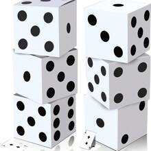 3/6 件 11 英寸赌场骰子礼品盒散装赌场主题派对用品装饰夜拉斯维加斯毕业舞会生日派对用品新年中心装饰游戏 - 彩色 - 查看 11